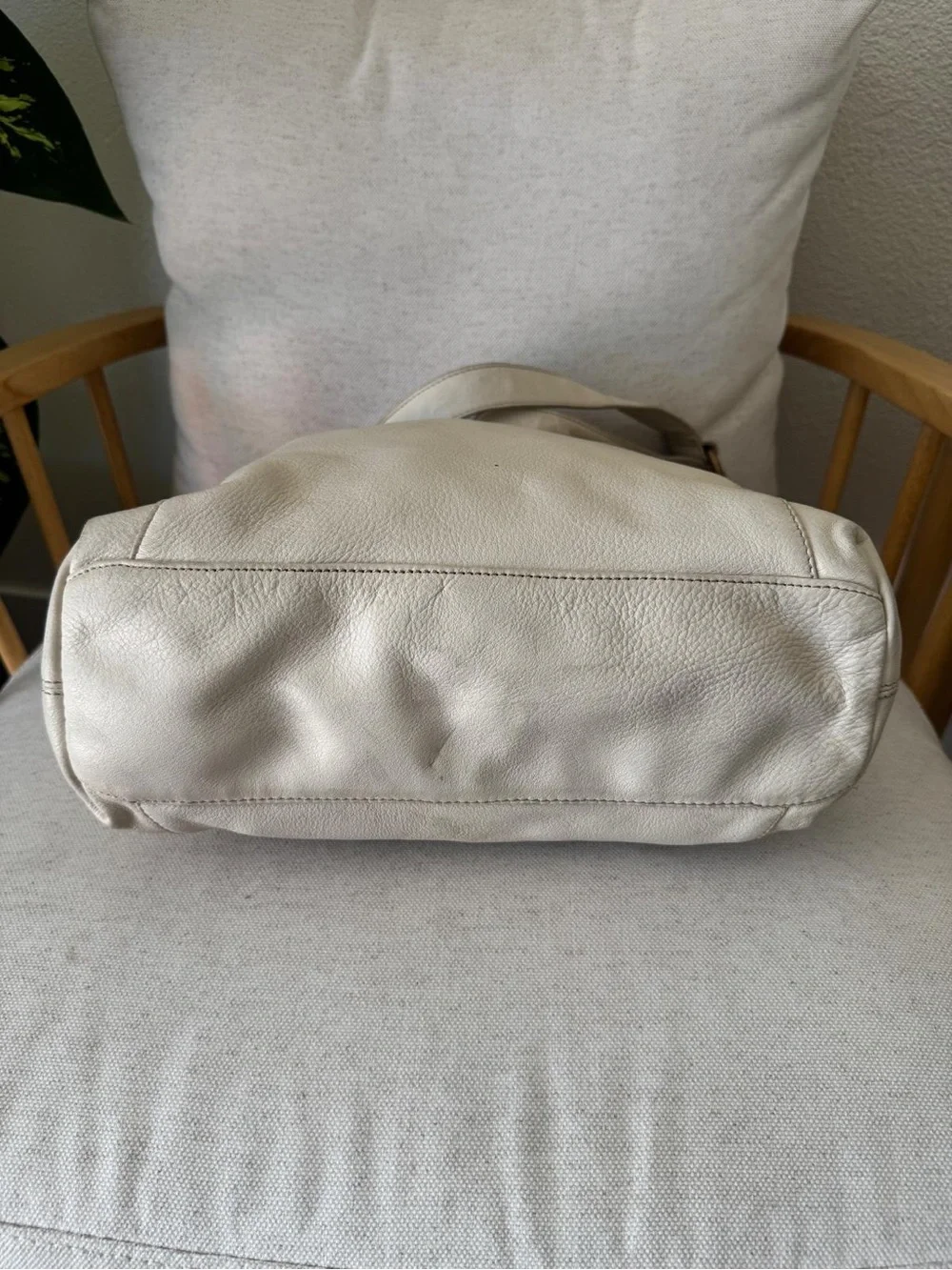 Fossil Vintage Cream Ivory Leather Shoulder Women’s Hobo Slouchy Bag Purse Y2K